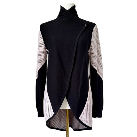 ST JOHN | Black & Pink Colorblock Mock Neck Sweater Sz S - Picture 1 of 6